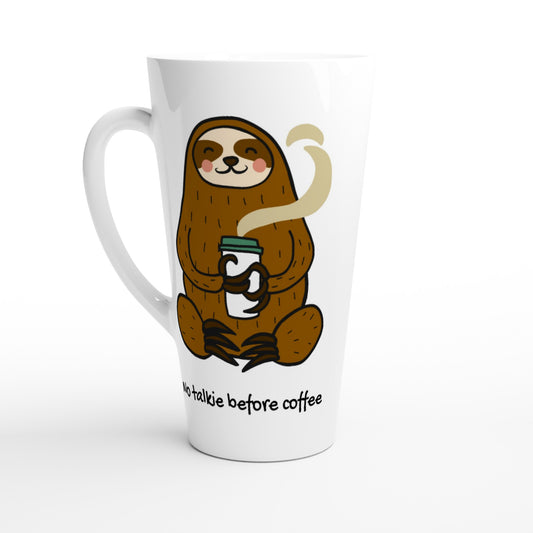 Sloth, No Talkie Before Coffee - White Latte 17oz Ceramic Mug Default Title Latte Mug animal Coffee