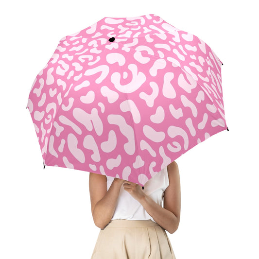 Pink Leopard - Semi-Automatic Foldable Umbrella Semi-Automatic Foldable Umbrella