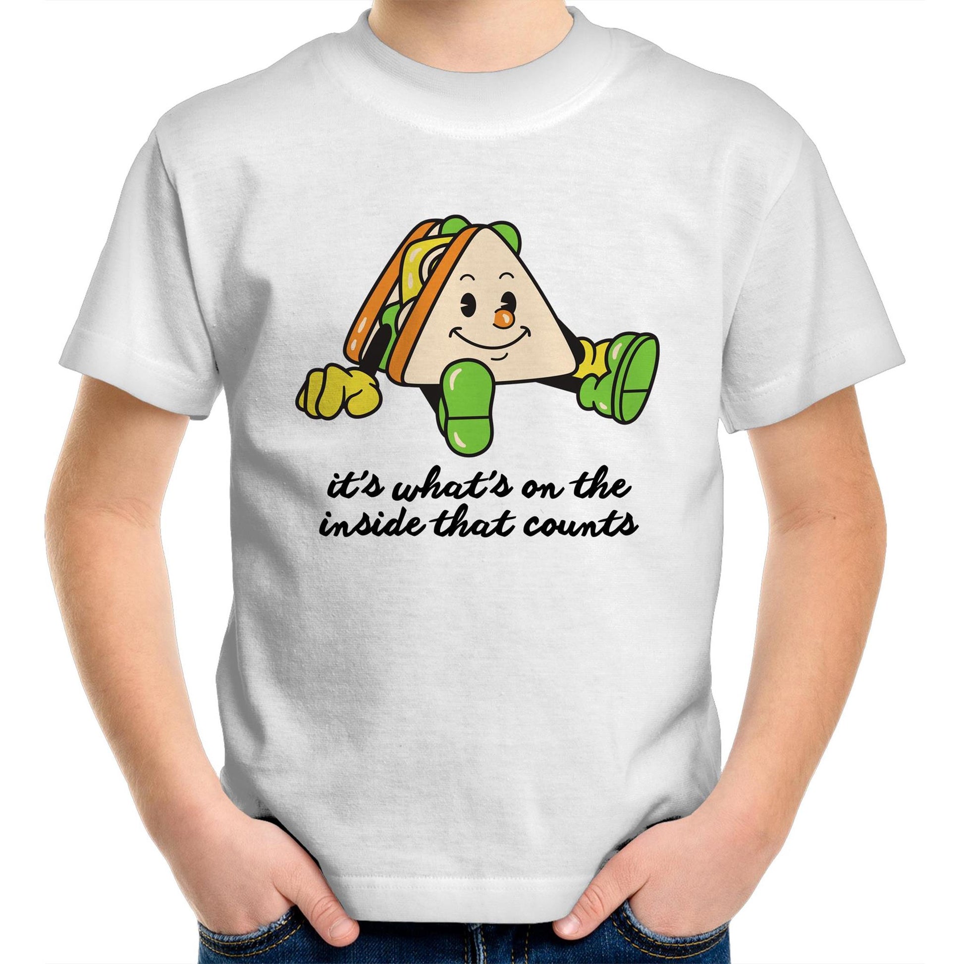 Sandwich, It's What's On The Inside That Counts - Kids Youth T-Shirt White Kids Youth T-shirt Food Motivation