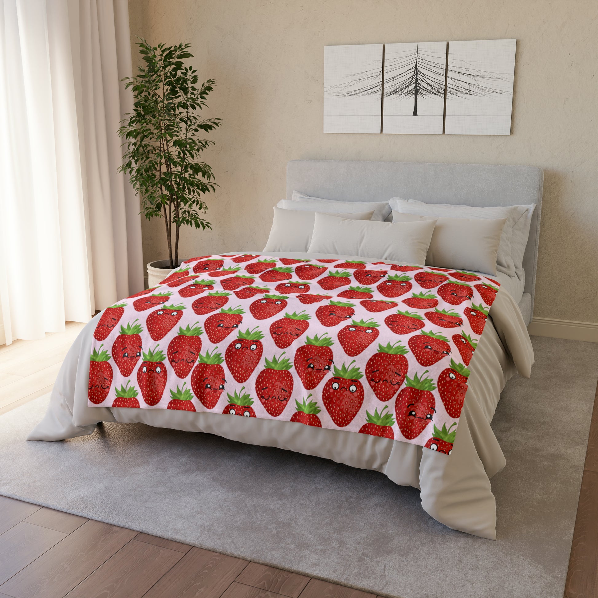 Strawberry Characters - Soft Polyester Blanket 50" × 60" Blanket Food