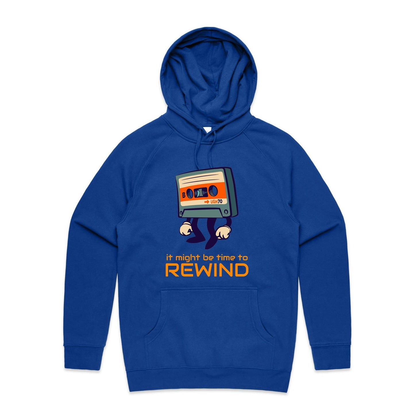 It Might Be Time To Rewind - Supply Hood Bright Royal Mens Supply Hoodie Music Retro