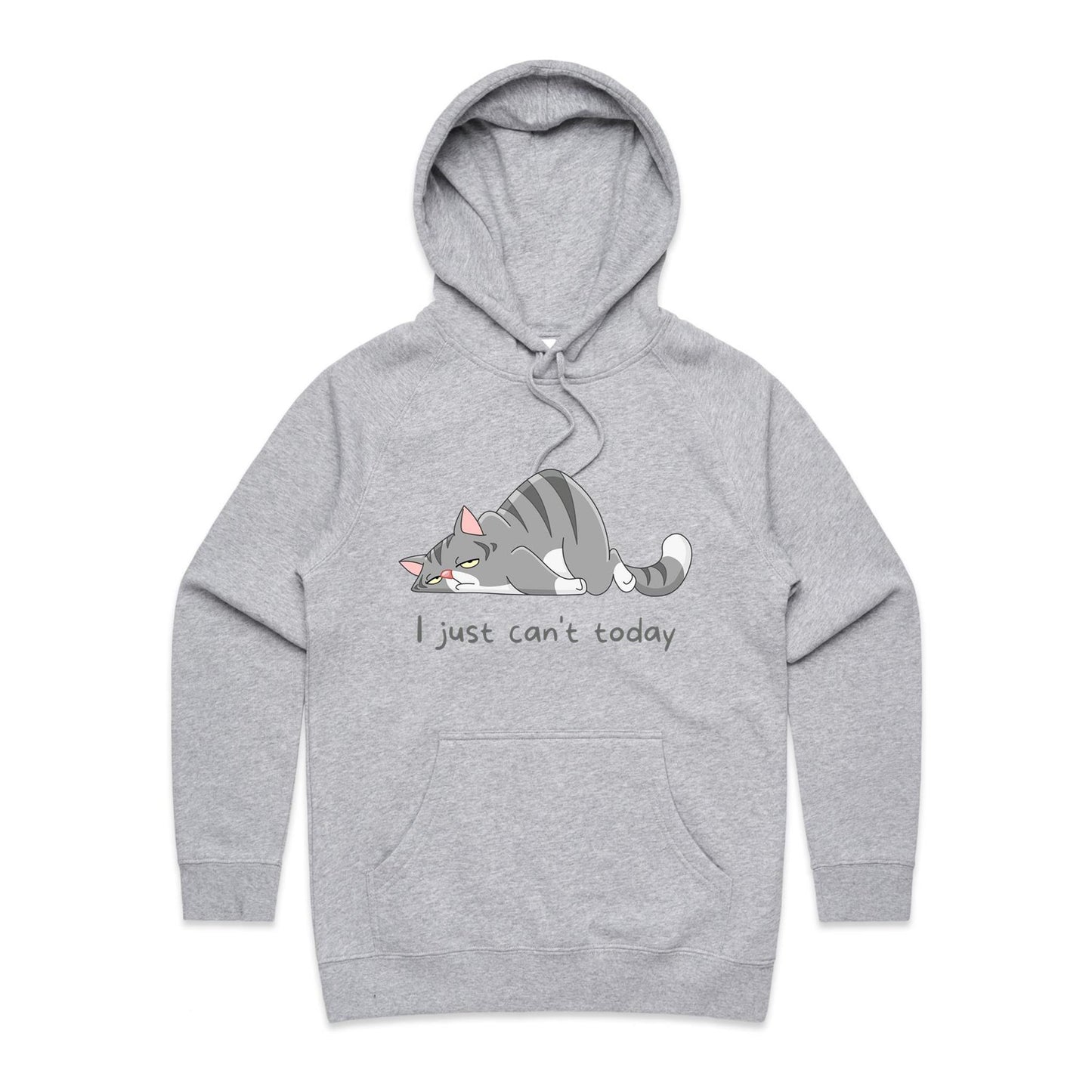 Cat, I Just Can't Today - Women's Supply Hood Grey Marle Womens Supply Hoodie animal