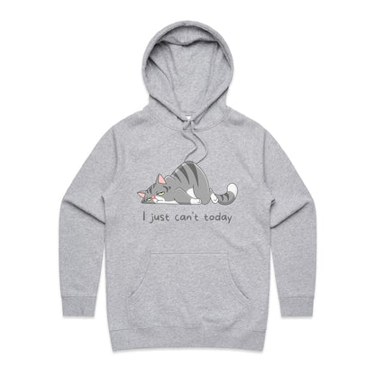 Cat, I Just Can't Today - Women's Supply Hood Grey Marle Womens Supply Hoodie animal