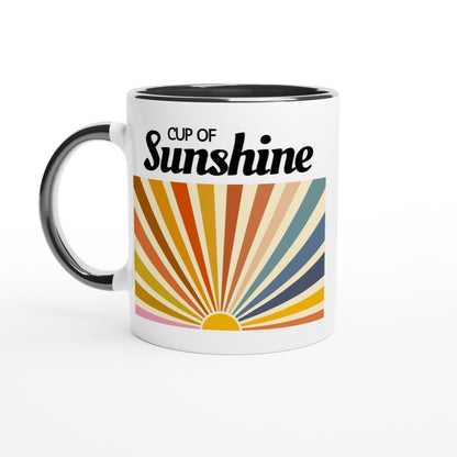 Cup Of Sunshine - White 11oz Ceramic Mug with Colour Inside Ceramic Black Colour 11oz Mug retro