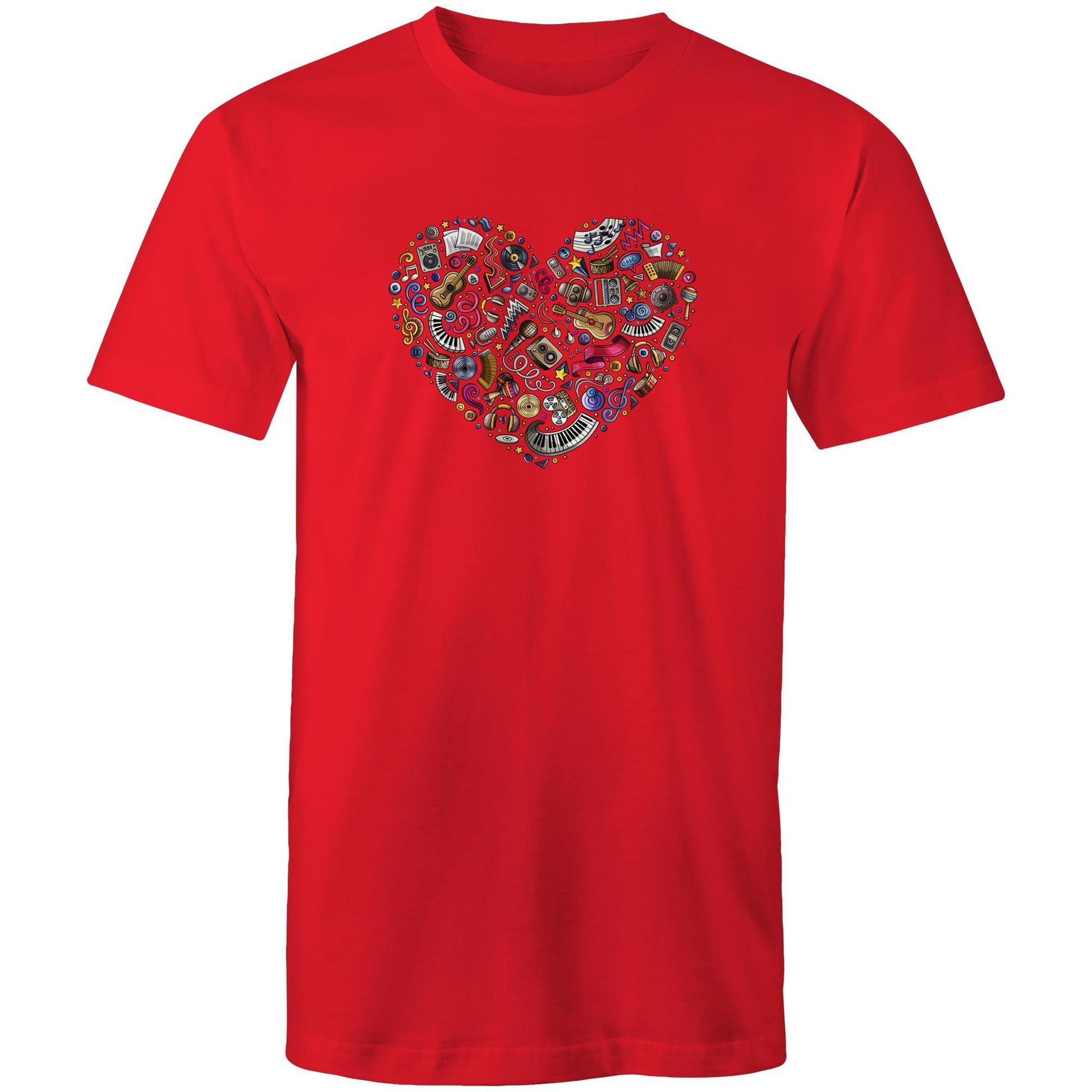 Heart Music - Mens T-Shirt Red Mens T-shirt Music