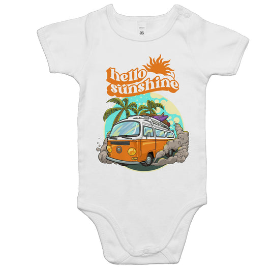 Hello Sunshine, Beach Van - Baby Bodysuit White Baby Bodysuit Summer Surf