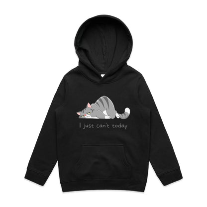 Cat, I Just Can't Today - Youth Supply Hood Black Kids Hoodie animal