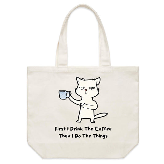 First I Drink The Coffee - Shoulder Canvas Tote Bag Default Title Shoulder Tote Bag animal Coffee