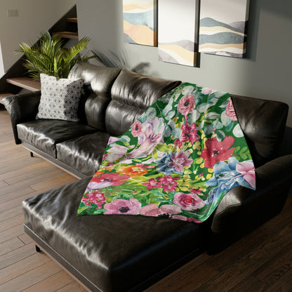 Bright Floral - Soft Polyester Blanket Blanket Plants
