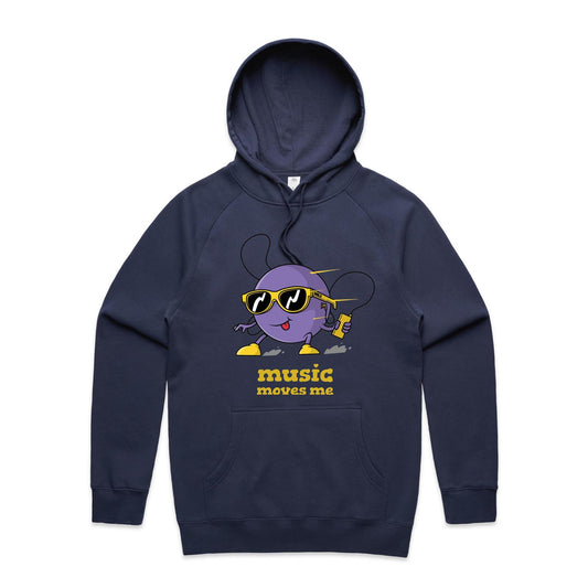 Music Moves Me, Earbuds - Supply Hood Midnight Blue Mens Supply Hoodie Music