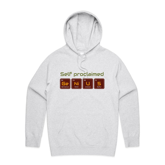 Self Proclaimed Genius, Periodic Table Of Elements - Supply Hood White Marle Mens Supply Hoodie