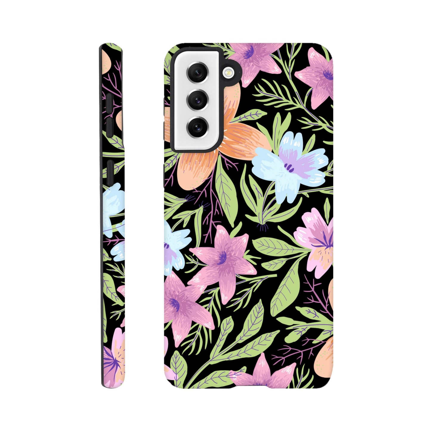Black Floral - Phone Tough Case Galaxy S21 Plus Phone Case
