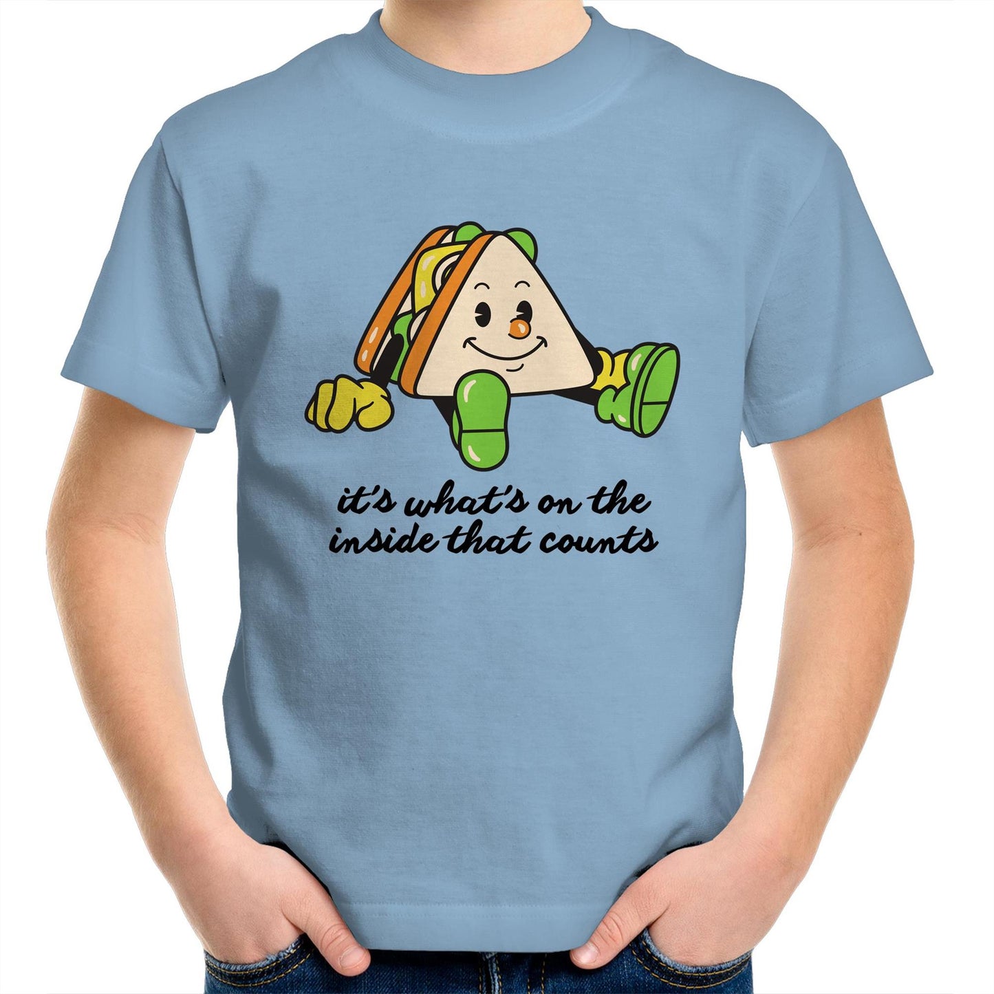 Sandwich, It's What's On The Inside That Counts - Kids Youth T-Shirt Carolina Blue Kids Youth T-shirt Food Motivation