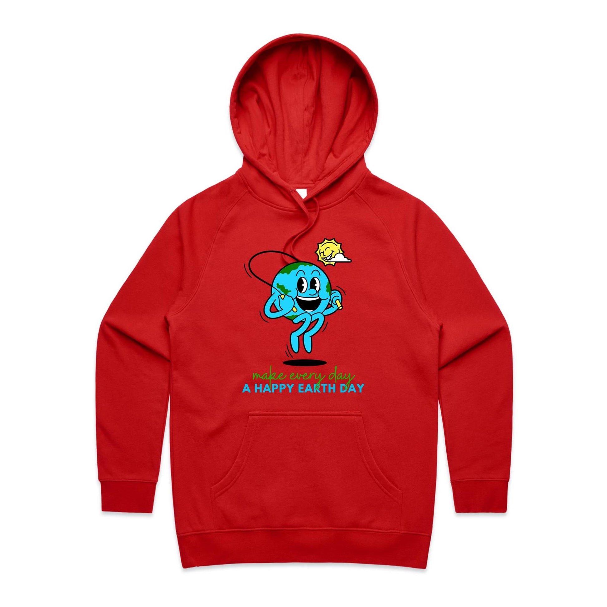 Make Every Day A Happy Earth Day - Women's Supply Hood Red Womens Supply Hoodie Environment