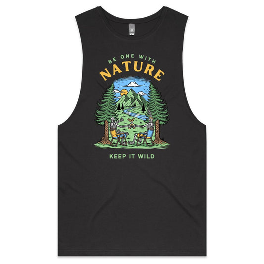 Be One With Nature, Skeleton - Mens Tank Top Tee Coal Mens Tank Tee