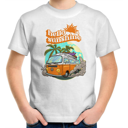 Hello Sunshine, Beach Van - Kids Youth T-Shirt White Kids Youth T-shirt Summer Surf