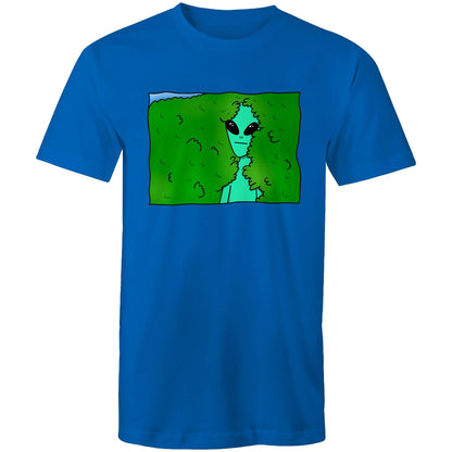 Alien Backing Into Hedge Meme - Mens T-Shirt Bright Royal Mens T-shirt Funny Sci Fi