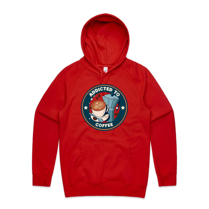 Addicted To Coffee - Supply Hood Red Mens Supply Hoodie Coffee
