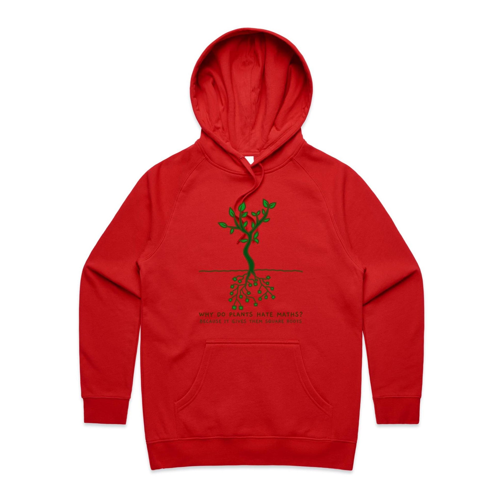 Square Roots - Women's Supply Hood Red Womens Supply Hoodie Funny