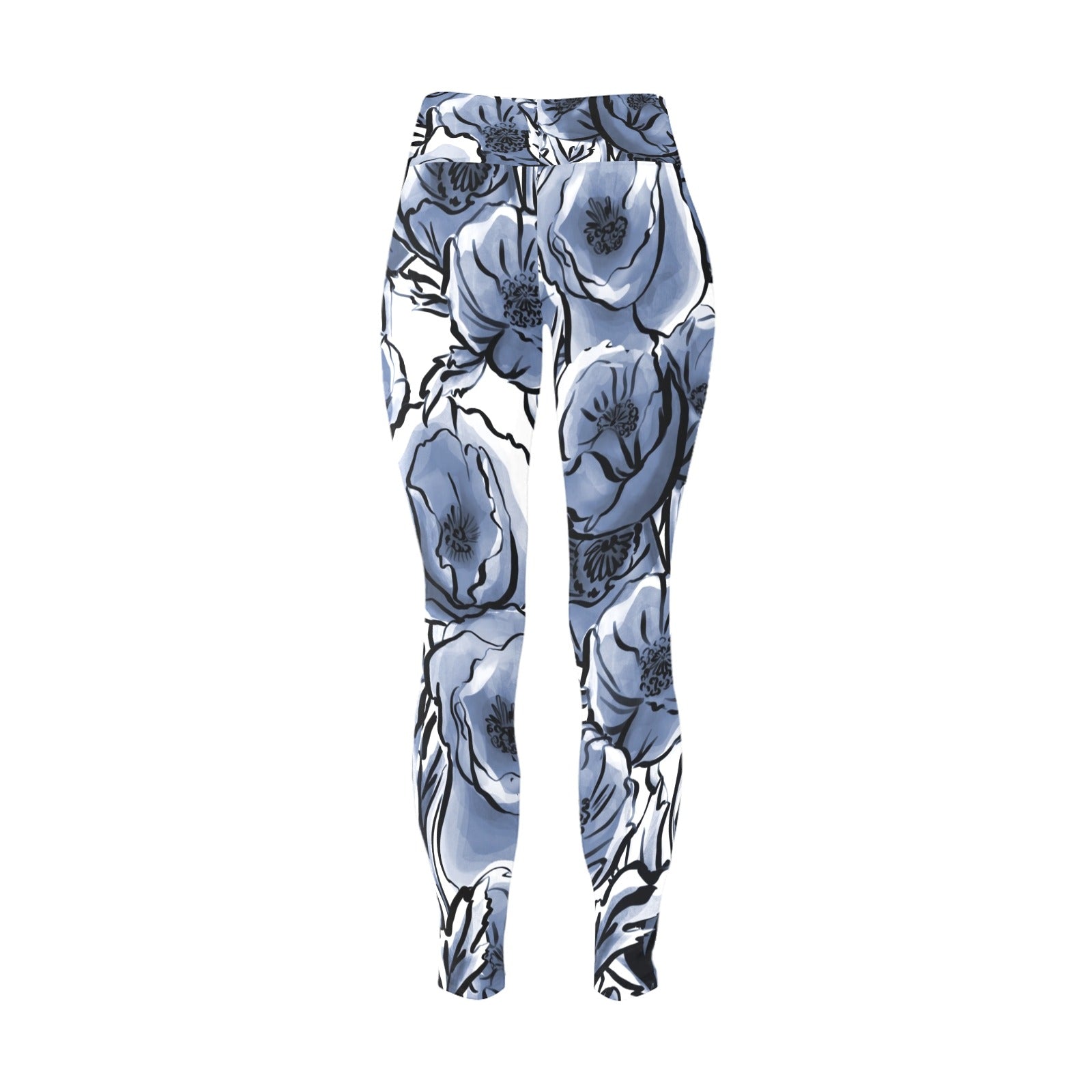 Blue And White Floral - Women's Plus Size High Waist Leggings Women's Plus Size High Waist Leggings
