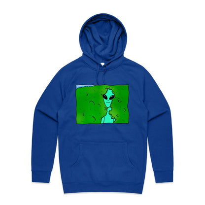 Alien Backing Into Hedge Meme - Supply Hood Bright Royal Mens Supply Hoodie Funny Sci Fi