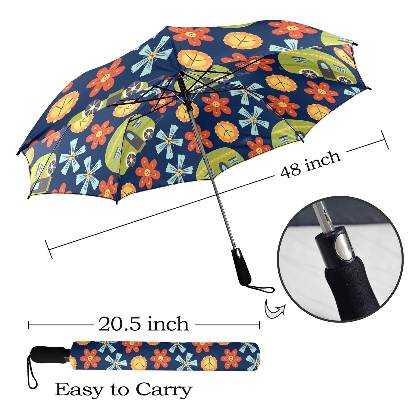 Hippy Caravan - Semi-Automatic Foldable Umbrella Semi-Automatic Foldable Umbrella