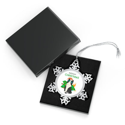 Meowy Christmas - Pewter Snowflake Ornament Christmas Ornament