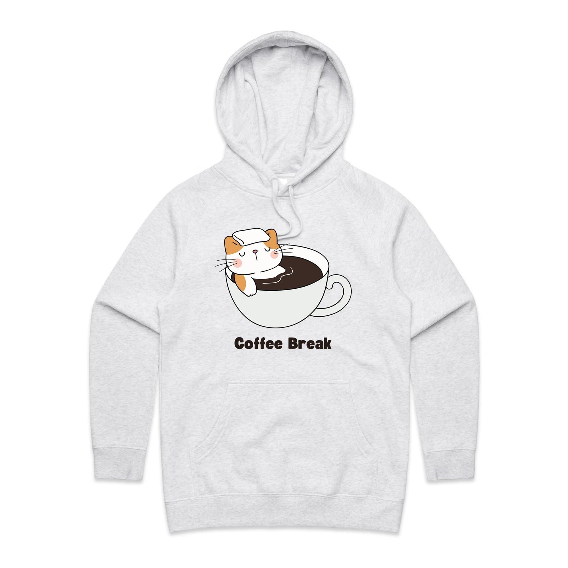 Cat Coffee Break - Women's Supply Hood White Marle Womens Supply Hoodie animal Coffee