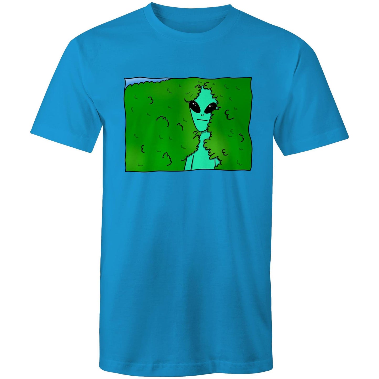 Alien Backing Into Hedge Meme - Mens T-Shirt Arctic Blue Mens T-shirt Funny Sci Fi