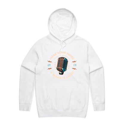 Make Some Noise And Make It Loud - Supply Hood White Mens Supply Hoodie Music