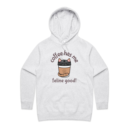 Coffee Has Me Feline Good - Women's Supply Hood White Marle Womens Supply Hoodie