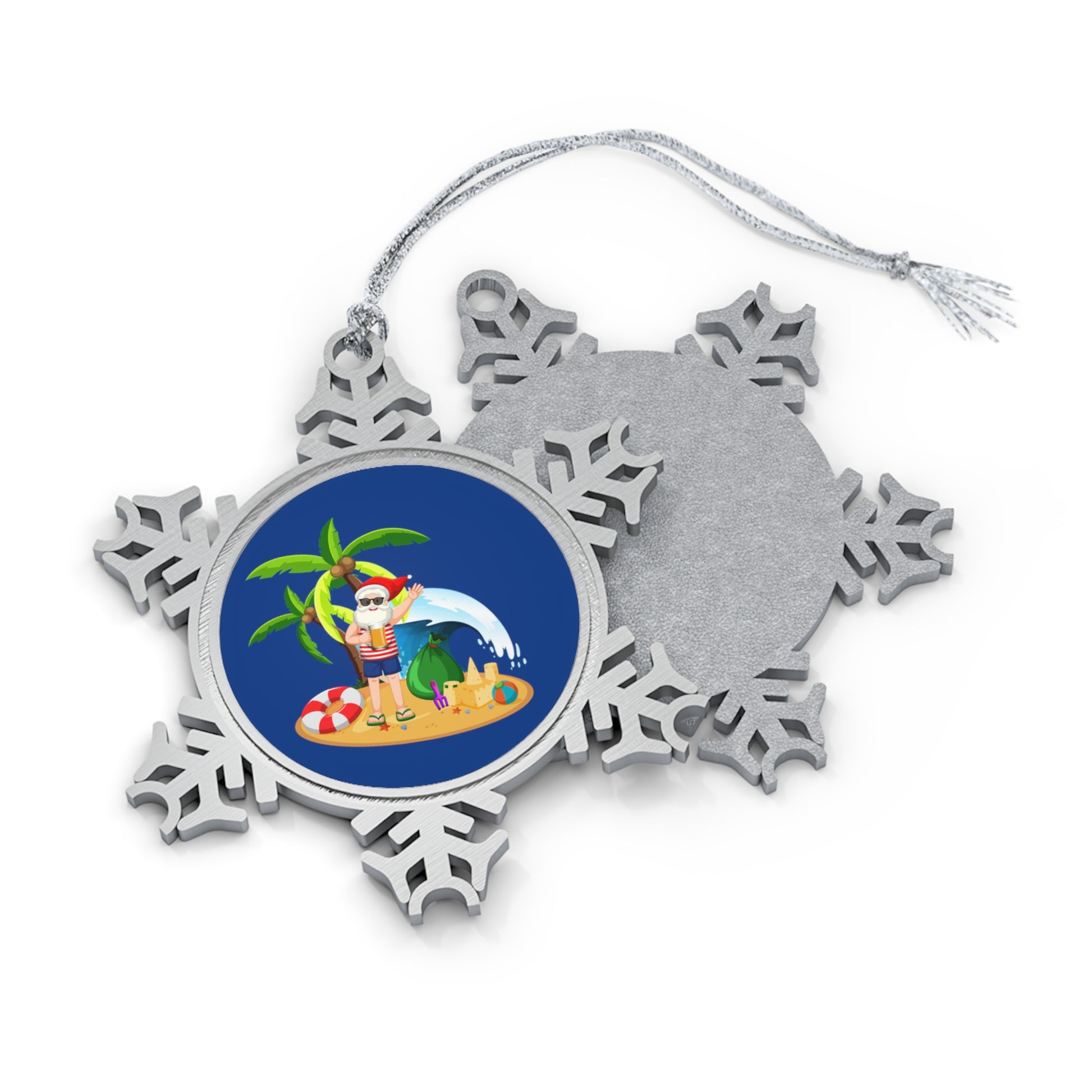 Tropical Santa - Pewter Snowflake Ornament Christmas Ornament