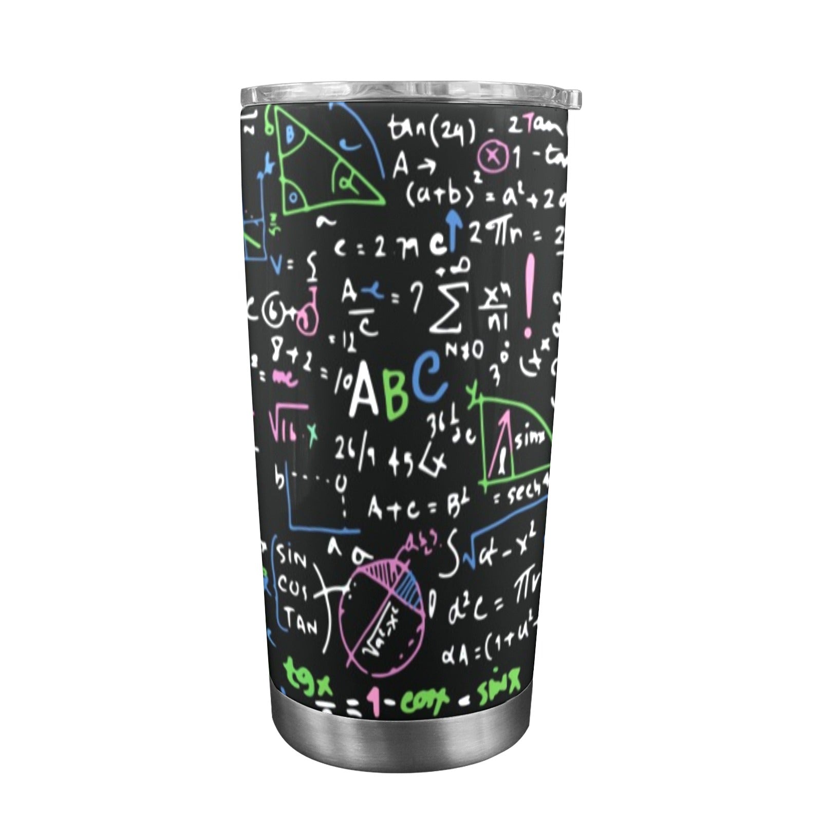 Equations In Green And Pink - 20oz Travel Mug with Clear Lid Clear Lid Travel Mug Maths Science