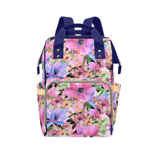 Bright Pink Floral - Multifunction Backpack Multifunction Backpack Plants