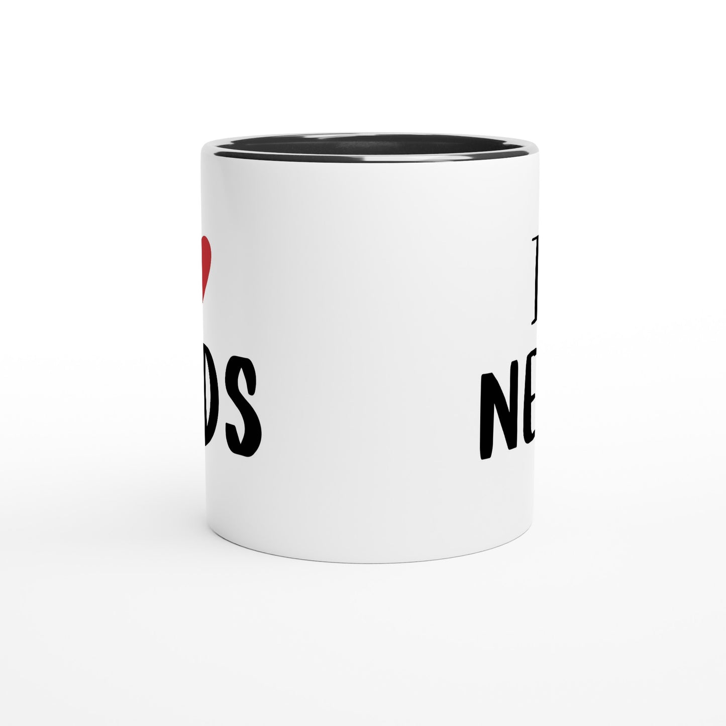 I Love Nerds, Red Heart - White 11oz Ceramic Mug with Colour Inside Colour 11oz Mug Love