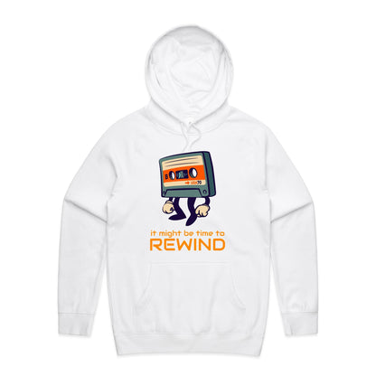 It Might Be Time To Rewind - Supply Hood White Mens Supply Hoodie Music Retro