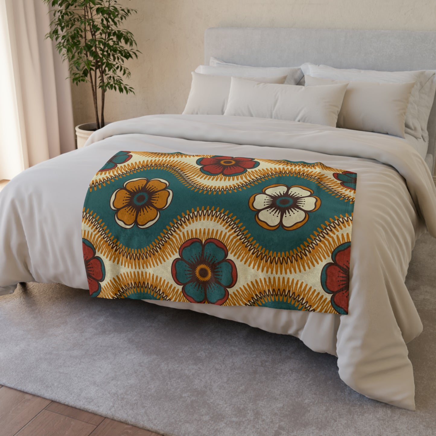 Vintage Floral - Soft Polyester Blanket 30'' × 40'' Blanket Plants Retro