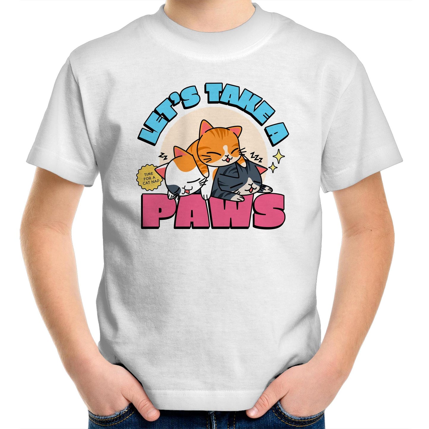 Let's Take A Pause, Time For A Cat Nap - Kids Youth T-Shirt White Kids Youth T-shirt animal