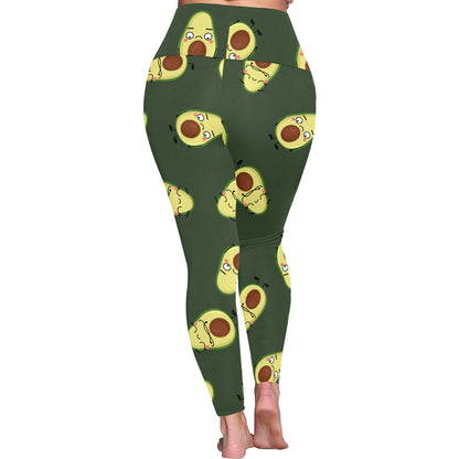 Avocado Characters - Women's Plus Size High Waist Leggings Women's Plus Size High Waist Leggings