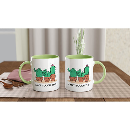 Cactus, Can't Touch This - White 11oz Ceramic Mug with Colour Inside Colour 11oz Mug funny Plants