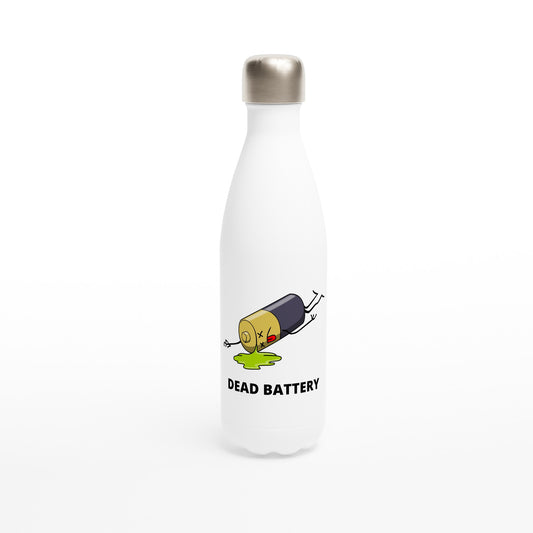 Dead Battery - White 17oz Stainless Steel Water Bottle Default Title White Water Bottle Funny