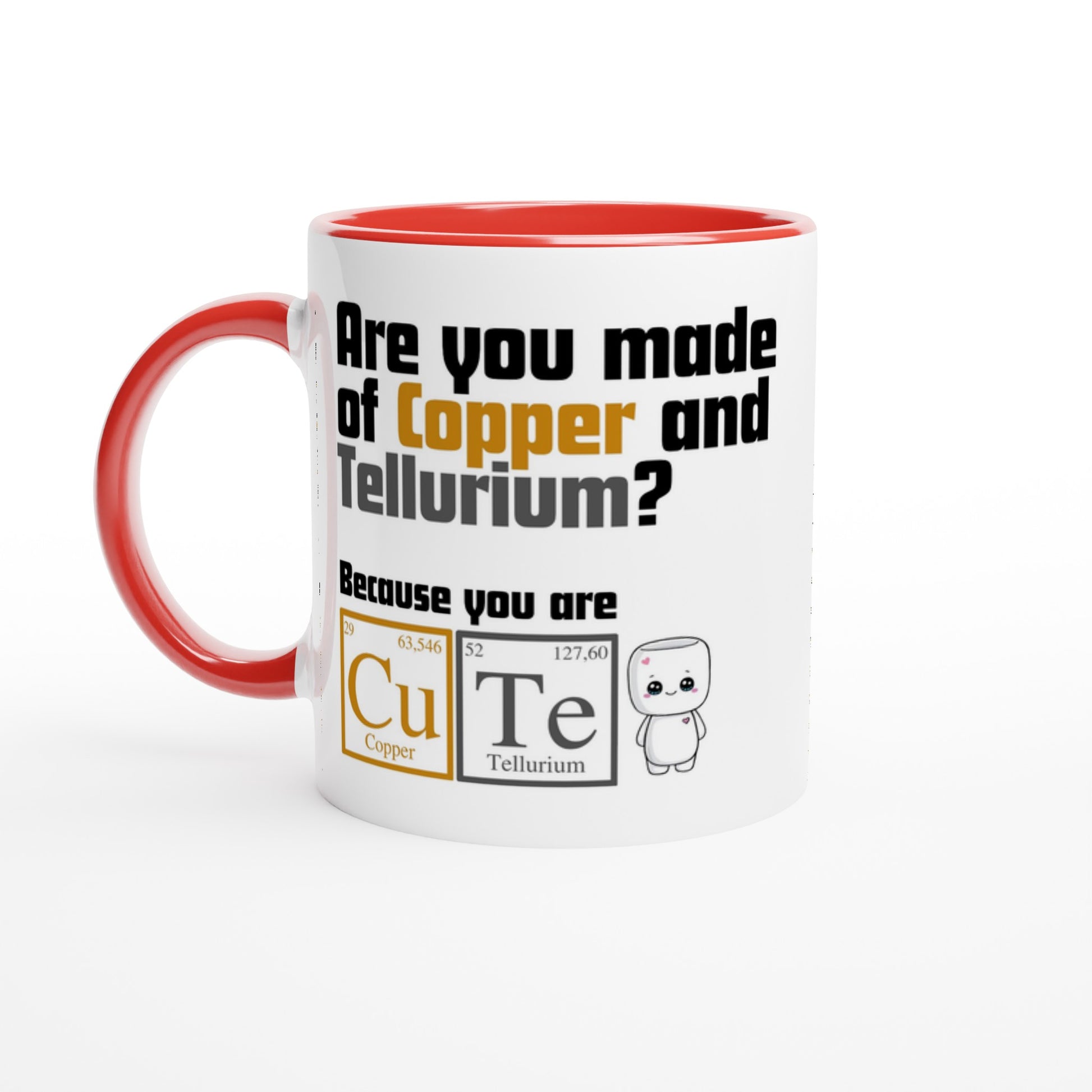 Cute, Periodic Table Of Elements - White 11oz Ceramic Mug with Colour Inside Ceramic Red Colour 11oz Mug Science