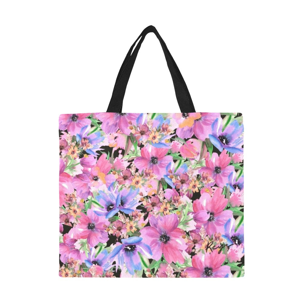 Bright Pink Floral - Full Print Canvas Tote Bag Full Print Canvas Tote Bag