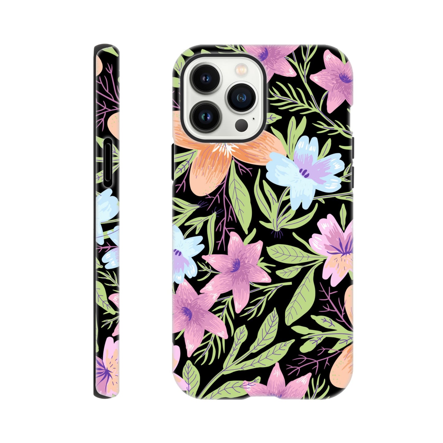 Black Floral - Phone Tough Case iPhone 13 Pro Max Phone Case