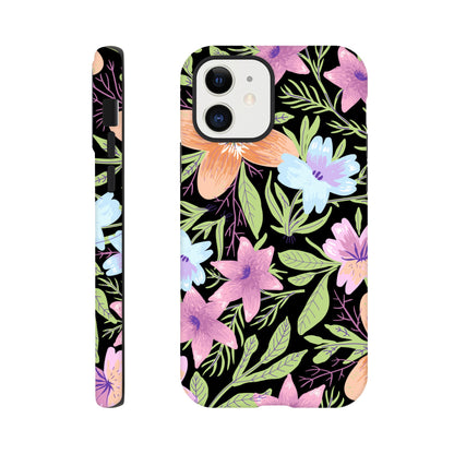 Black Floral - Phone Tough Case iPhone 12 Phone Case