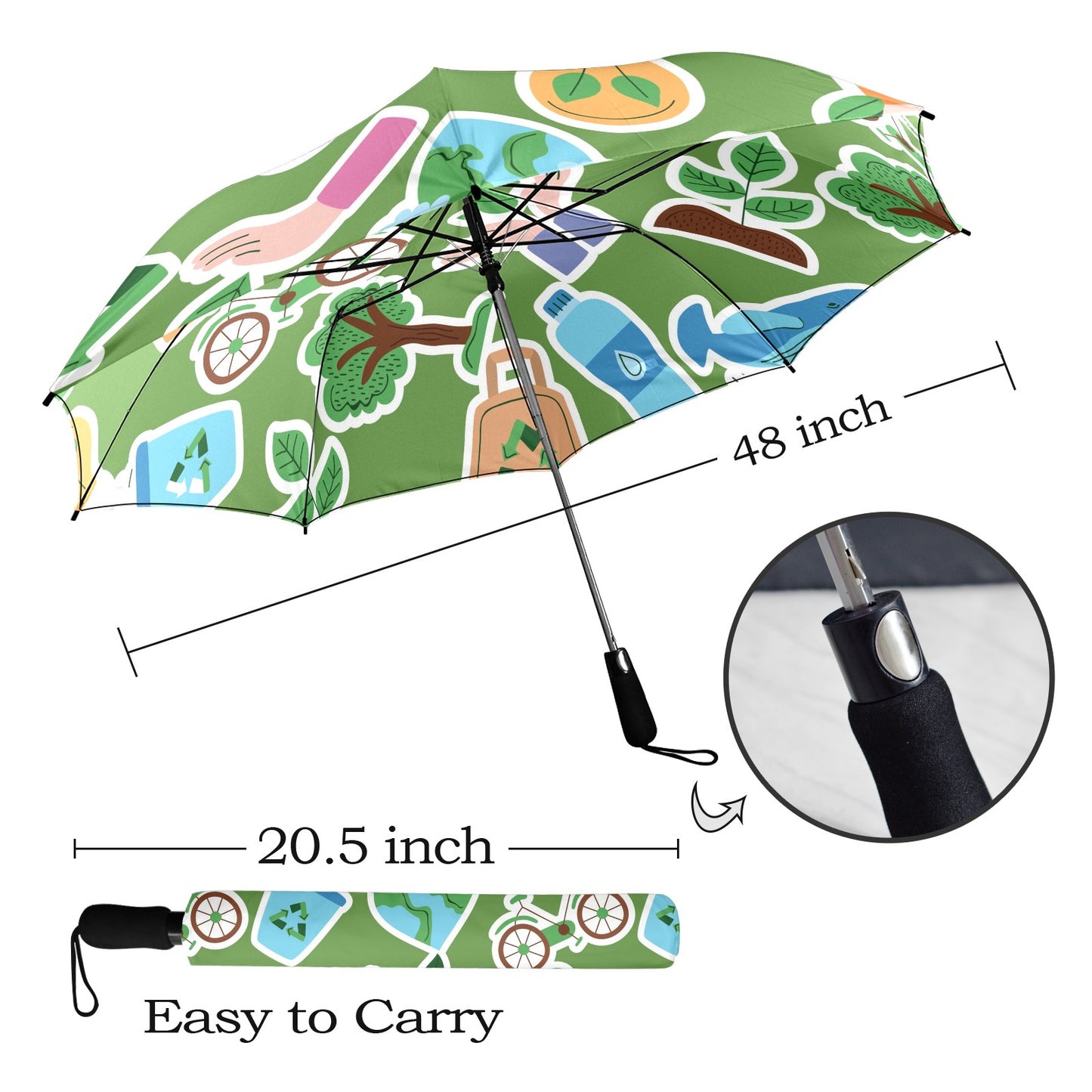 Earth Stickers - Semi-Automatic Foldable Umbrella Semi-Automatic Foldable Umbrella