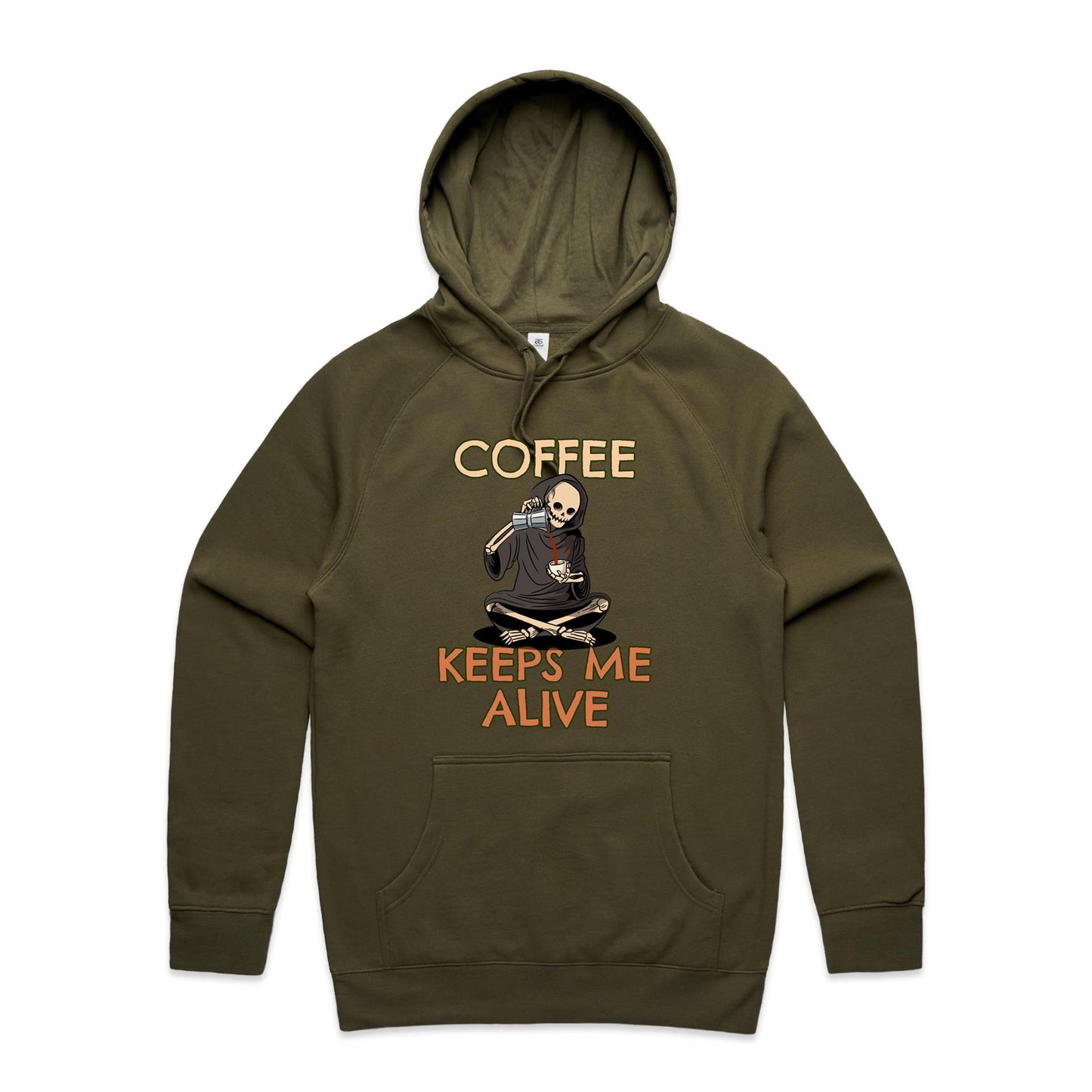 Skeleton, Coffee Keeps Me Alive - Supply Hood Army Mens Supply Hoodie Coffee