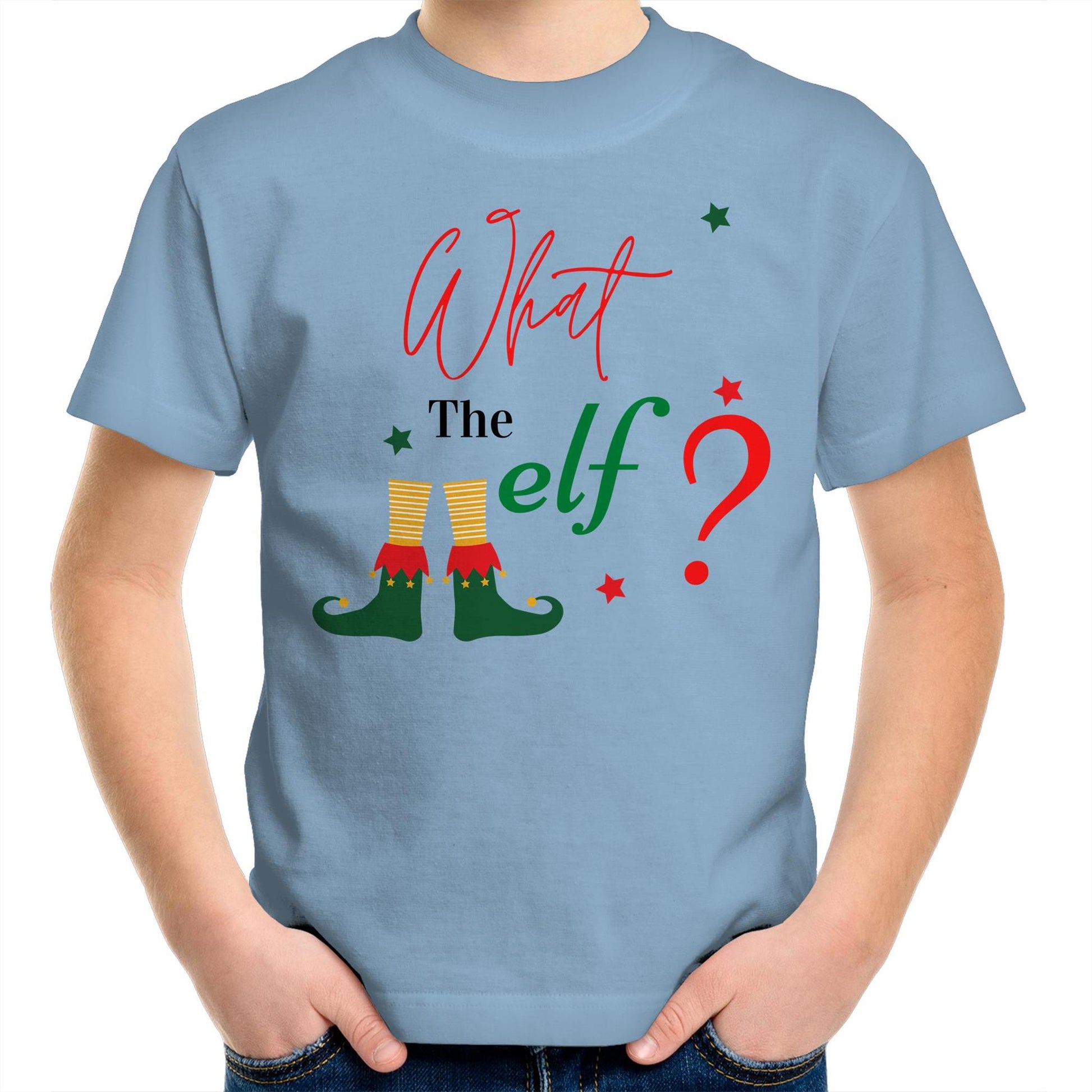 What The Elf? - Kids Youth T-Shirt Carolina Blue Christmas Kids T-shirt Merry Christmas