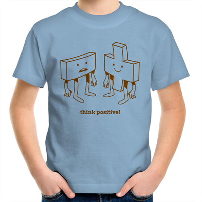 Think Positive, Plus And Minus - Kids Youth T-Shirt Carolina Blue Kids Youth T-shirt Maths Motivation