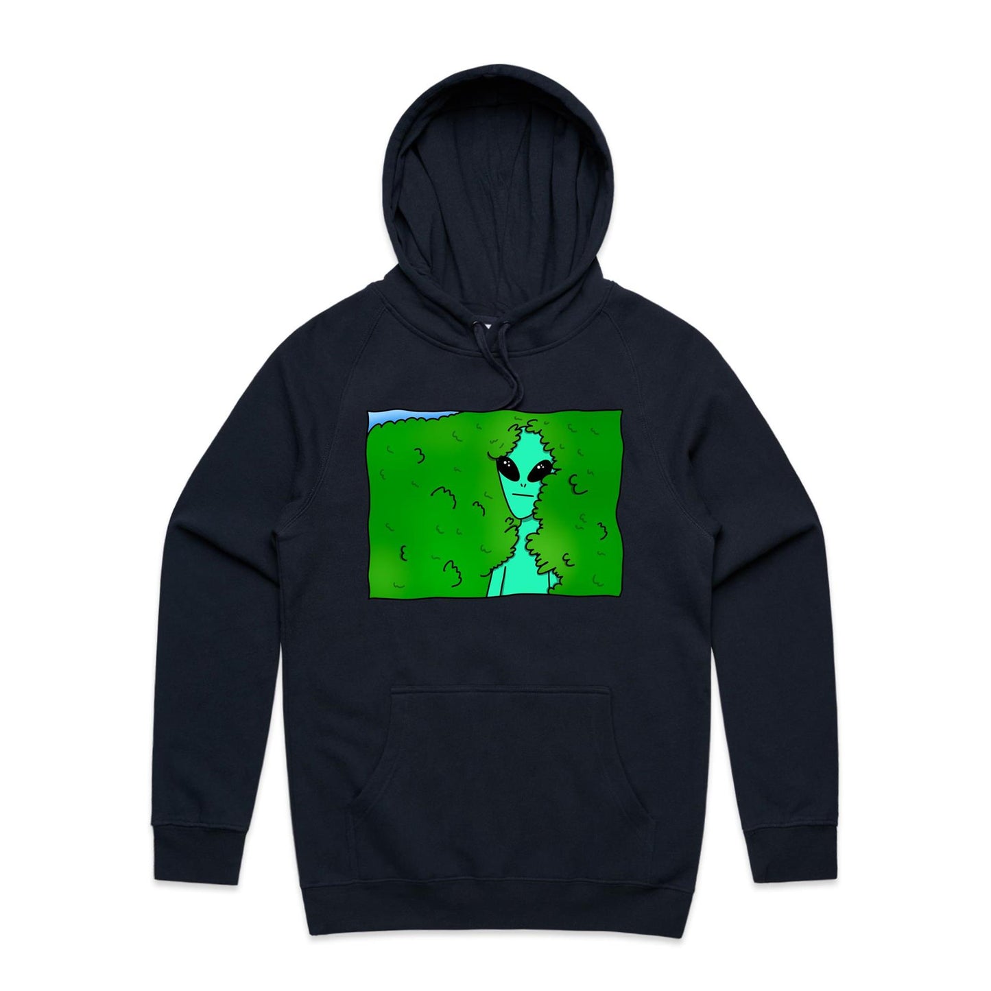 Alien Backing Into Hedge Meme - Supply Hood Navy Mens Supply Hoodie Funny Sci Fi